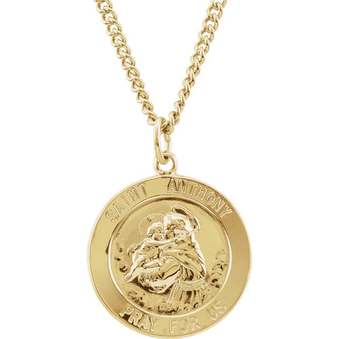 24K Gold Plated 22mm St. Anthony Medal 24" Necklace
