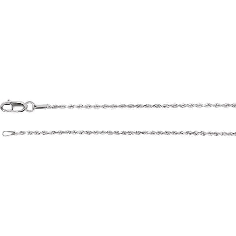 14k White Gold 1.3mm Diamond Cut Rope 20" Chain 14k White Gold 1.3mm Diamond Cut Rope 20" Chain