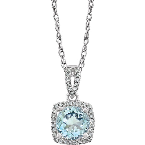 14k White Gold Aquamarine & 1/8 CTW Diamond 18" Necklace 14k White Gold Aquamarine & 1/8 CTW Diamond 18" Necklace