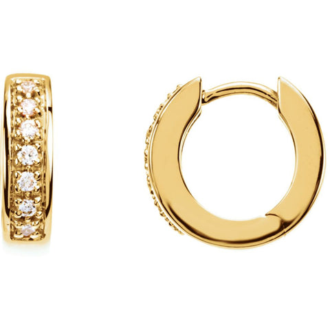 14k Yellow Gold 1/6 CTW Diamond Hoop Earrings 14k Yellow Gold 1/6 CTW Diamond Hoop Earrings