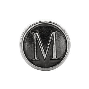 Sterling Silver 10.6mm Letter "M" Alpha Cylinder Bead Sterling Silver 10.6mm Letter "M" Alpha Cylinder Bead