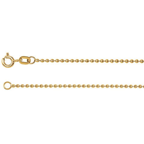 14k Yellow Gold Solid Bead 7" Chain
