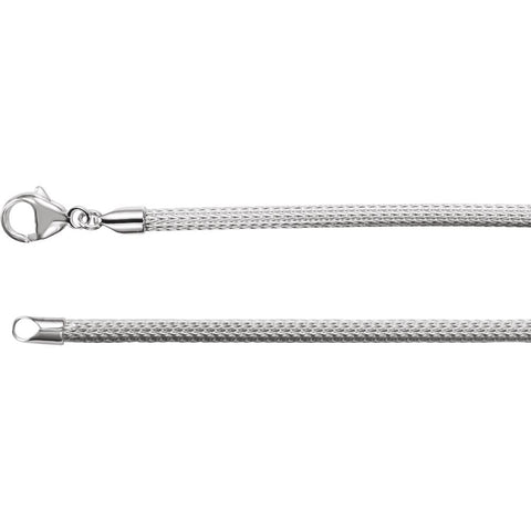 Sterling Silver 3.25mm Hollow Mesh 16" Chain Sterling Silver 3.25mm Hollow Mesh 16" Chain