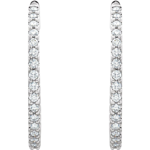 14k White Gold 3 CTW Diamond Hinged Inside-Outside Hoop Earrings