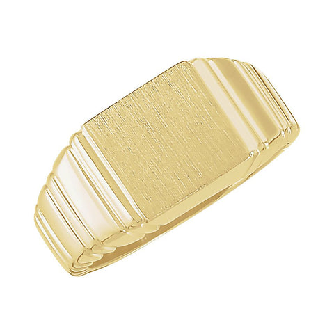 14k Yellow Gold 11mm Men's Square Signet Ring, Size 11