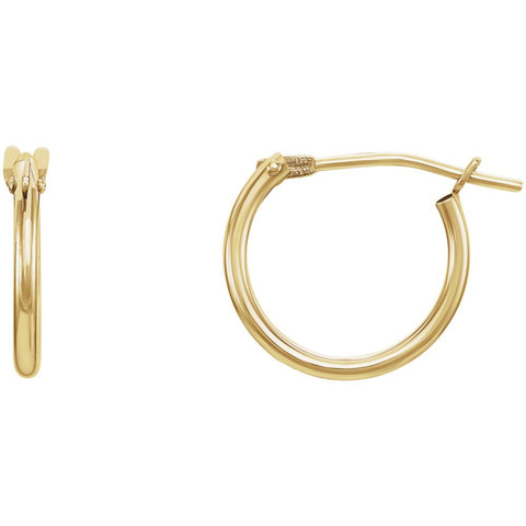 14k Yellow Gold 11.7mm Youth Hoop Earrings with Packaging