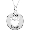 Heart U Back Dog Lover Paw Pendant With Chain in Sterling Silver