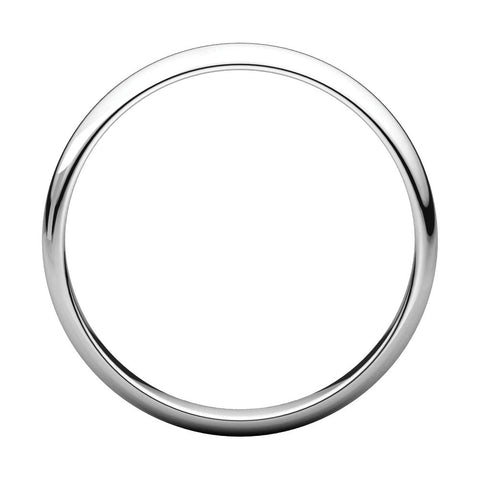 Sterling Silver 3mm Half Round Light Band, Size 7.5