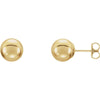 08.00 mm Pair of Ball Earrings with Bright Finish and Backs in 14K Yellow Gold