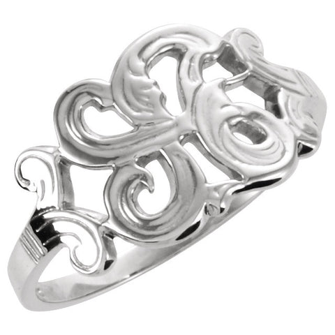 14k White Gold Initial Rings, Size 6 14k White Gold Initial Rings, Size 6