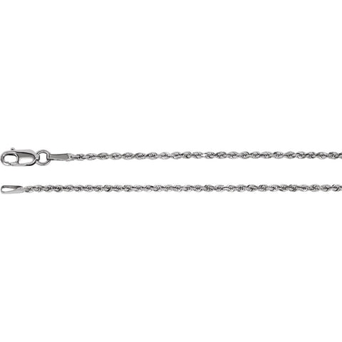 14k White Gold 1.6mm Diamond-Cut Rope 16" Chain with Lobster Clasp 14k White Gold 1.6mm Diamond-Cut Rope 16" Chain with Lobster Clasp