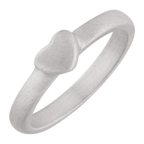 Sterling Silver Heart Ring with Matte Finish Size 9 Sterling Silver Heart Ring with Matte Finish Size 9