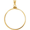 Screw Top Diamond Cut Pendant Frame For 1 Ounce South African Rand Coin in 14K Yellow Gold Screw Top Diamond Cut Pendant Frame For 1 Ounce South African Rand Coin in 14K Yellow Gold