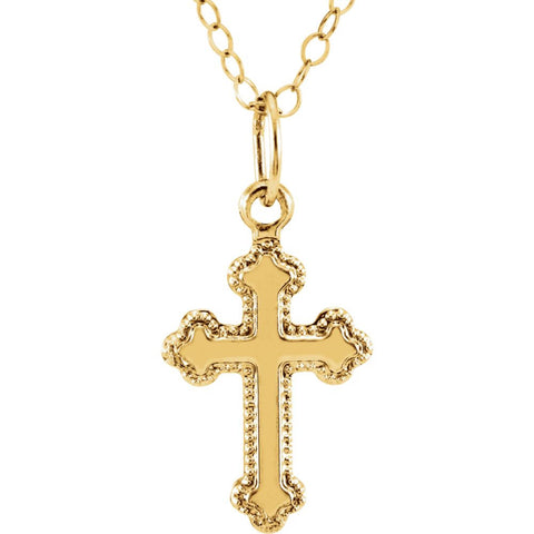 14k Yellow Gold 16x10mm Youth Cross 15" Necklace & Packaging 14k Yellow Gold 16x10mm Youth Cross 15" Necklace & Packaging
