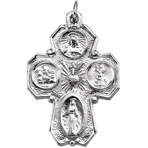 Sterling Silver 28x21mm Four-Way Medal 24" Necklace Sterling Silver 28x21mm Four-Way Medal 24" Necklace