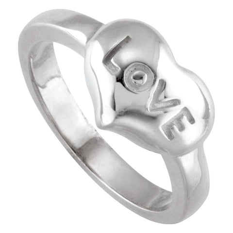 Sterling Silver Love Heart Fashion Ring, Size 6 Sterling Silver Love Heart Fashion Ring, Size 6