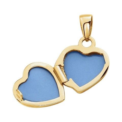 14k Yellow Gold Heart Embossed Bow Locket