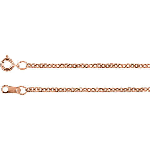 14k Rose Gold 1.5mm Solid Cable 18" Chain