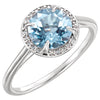 14k White Gold Sky Blue Topaz and 0.05 ctw. Diamond Halo-Style Ring, Size 7