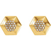 14k Yellow Gold 1/6 CTW Diamond Geometric Earrings with Backs