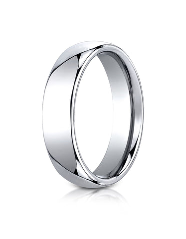 Benchmark Cobaltchrome 6mm Comfort-Fit High Polished Design Wedding Band Ring, (Sizes 6 - 14)