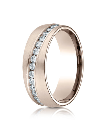 Benchmark 14K Rose Gold 6mm Comfort-Fit Channel Set Satin Finish Diamond Eternity Ring (0.62ct-0.92ct)