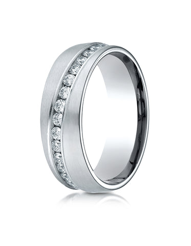 Benchmark 18K White Gold 6mm Comfort-Fit Channel Set Satin Finish Diamond Eternity Ring (0.62ct-0.92ct)