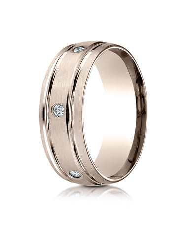 Benchmark 14K Rose Gold 8mm Comfort-Fit Burnish Set 6-Stone Diamond Eternity Wedding Ring (0.32 ct.)