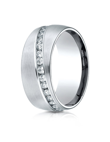 Benchmark 18K White Gold 8mm Comfort-Fit Channel Set Diamond Eternity Wedding Band (0.62 ct. - 0.92 ct.)
