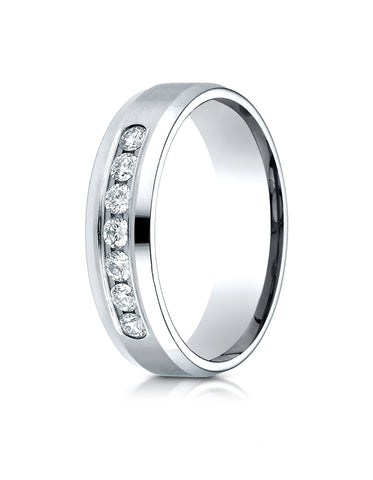 Benchmark 18K White Gold 6mm Comfort-Fit Channel Set 7-Stone Diamond Wedding Band Ring (0.42 ct.)
