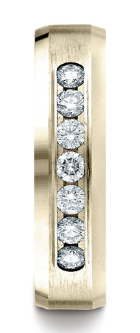 Benchmark-18K-Yellow-Gold-6mm-Comfort-Fit-Channel-Set-7-Stone-Diamond-Wedding-Ring--.42Ct.--Size-4.5--CF52651718KY04.5
