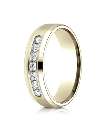 Benchmark 18K Yellow Gold 6mm Comfort-Fit Channel Set 7-Stone Diamond Wedding Band Ring (0.42 ct.)