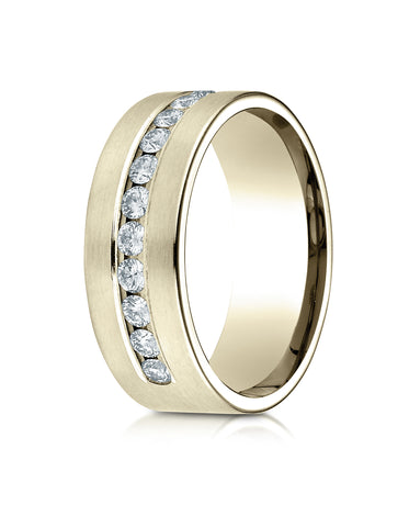 Benchmark 14K Yellow Gold 8mm Comfort-Fit Channel Set 12-Stone Diamond Wedding Band Ring (0.72 ct.)