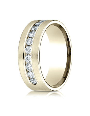 Benchmark 18K Yellow Gold 8mm Comfort-Fit Channel Set 12-Stone Diamond Wedding Band Ring (0.96 ct.)