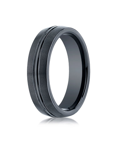 Benchmark Ceramic 6mm Comfort-Fit Satin-Finished Design Wedding Band Ring, (Sizes 6 - 14)