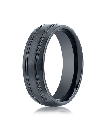 Benchmark Ceramic 7mm Comfort-Fit Satin-Finished Design Wedding Band Ring, (Sizes 6 - 14)