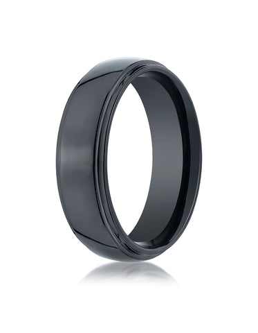 Benchmark Ceramic 7mm Comfort-Fit High Polished Design Wedding Band Ring, (Sizes 6 - 14)