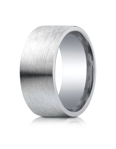 Benchmark Argentium Silver 10mm Comfort-Fit Satin-Finished Design Wedding Band Ring, (Sizes 8 - 15)