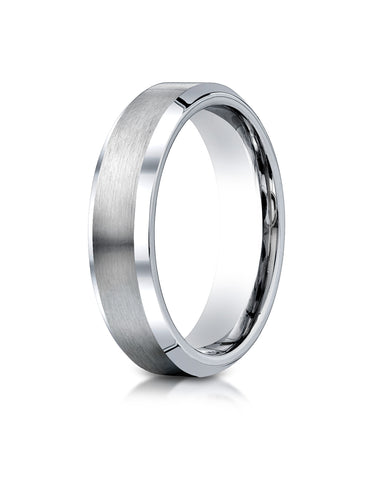 Benchmark Cobaltchrome 6mm Comfort-Fit Satin-Finished Beveled Edge Design Wedding Band Ring