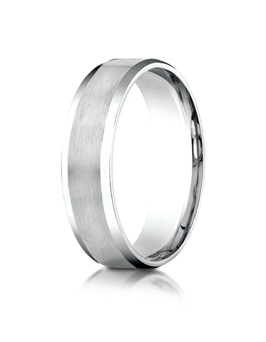 Benchmark Platinum 6mm Comfort-Fit with High Polished Beveled Edge Carved Design Wedding Band Ring