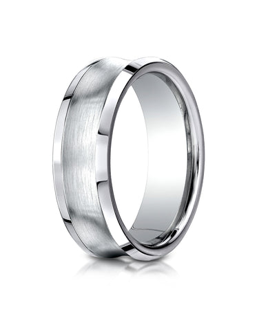 Benchmark Cobaltchrome 7.5mm Comfort-Fit Satin-Finished Concave Design Wedding Band Ring