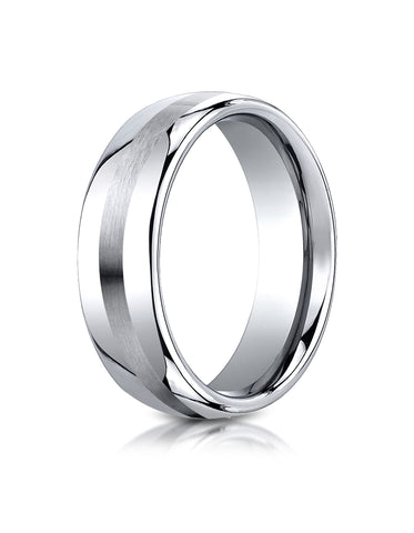 Benchmark Cobaltchrome 7.5mm Comfort-Fit Satin-Finished Design Wedding Band Ring, (Sizes 6 - 14)