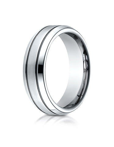 Benchmark Cobaltchrome 7 mm Comfort-Fit Satin-Finished Blackened Design Wedding Band Ring