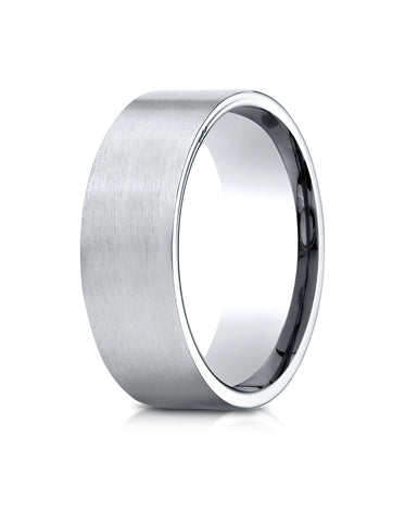 Benchmark Platinum 8mm Comfort-Fit Satin-Finished Carved Design Wedding Band Ring (Sizes 4 - 15 )