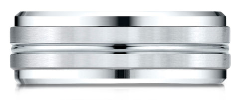 Benchmark-Platinum-Gold-8mm-Comfort-Fit-Drop-Bevel-Satin-Center-Cut-Design-Band--Size-4.25--CF68484PT04.25