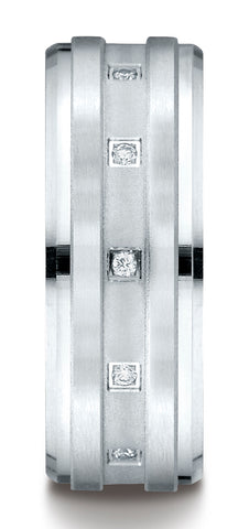 Benchmark-14K-White-Gold-8mm-Comfort-Fit-Pave-set-12-Stone-Diamond-Wedding-Band-Ring--.12Ct.--Size-4.5--CF6859714KW04.5