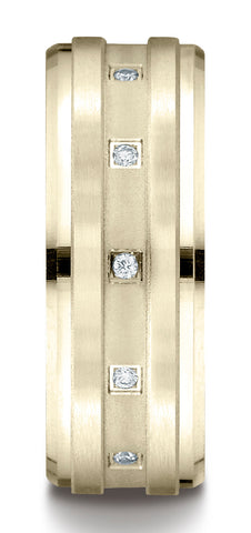 Benchmark-14K-Yellow-Gold-8mm-Comfort-Fit-Pave-set-12-Stone-Diamond-Wedding-Band-Ring--.12Ct.--Size-4.5--CF6859714KY04.5