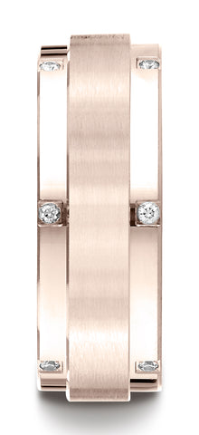 Benchmark-14K-Rose-Gold-8mm-Comfort-Fit-Pave-set-12-Stone-Diamond-Wedding-Band-Ring--.12Ct.--Size-4.5--CF6871614KR04.5