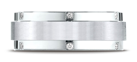 Benchmark-14K-White-Gold-8mm-Comfort-Fit-Pave-set-12-Stone-Diamond-Wedding-Band-Ring--.12Ct.--Size-4.25--CF6871614KW04.25