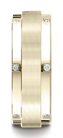 Benchmark-14K-Yellow-Gold-8mm-Comfort-Fit-Pave-set-12-Stone-Diamond-Wedding-Band-Ring--.12Ct.--Size-4.5--CF6871614KY04.5